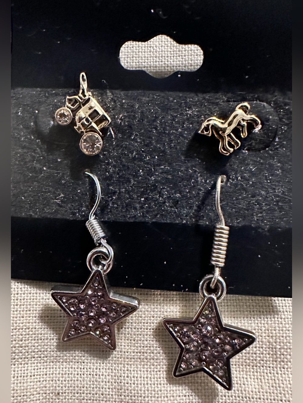 NWOT Coach Silver Star Dangle & Novelty Stud Earring Set